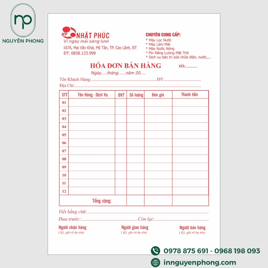 in phiếu thu tiền TP HCM